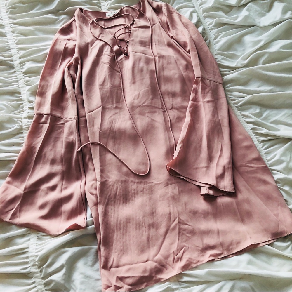 Soprano Blush Lace Up Dress